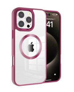 Metal Wireless Charging Case for iPhone 16 Pro Max - Burgundy